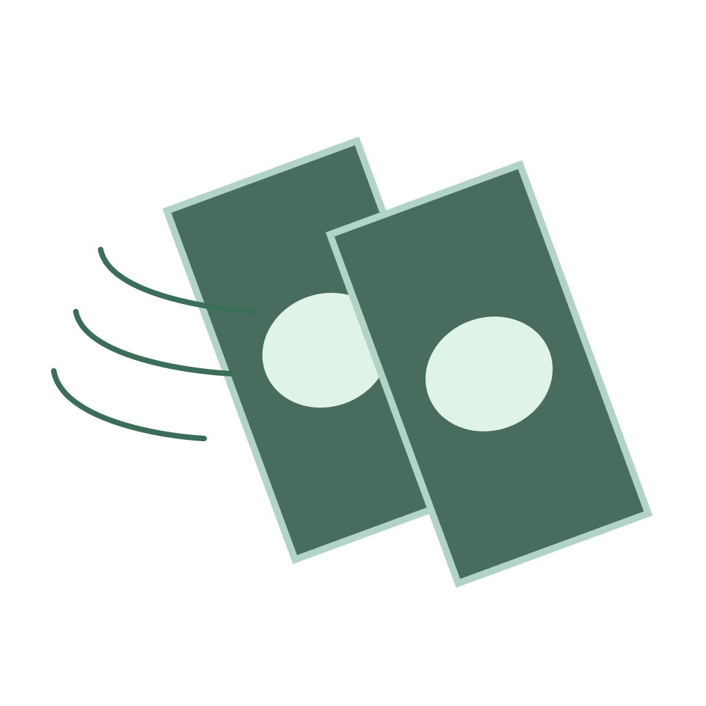An illustration of two green bills.
