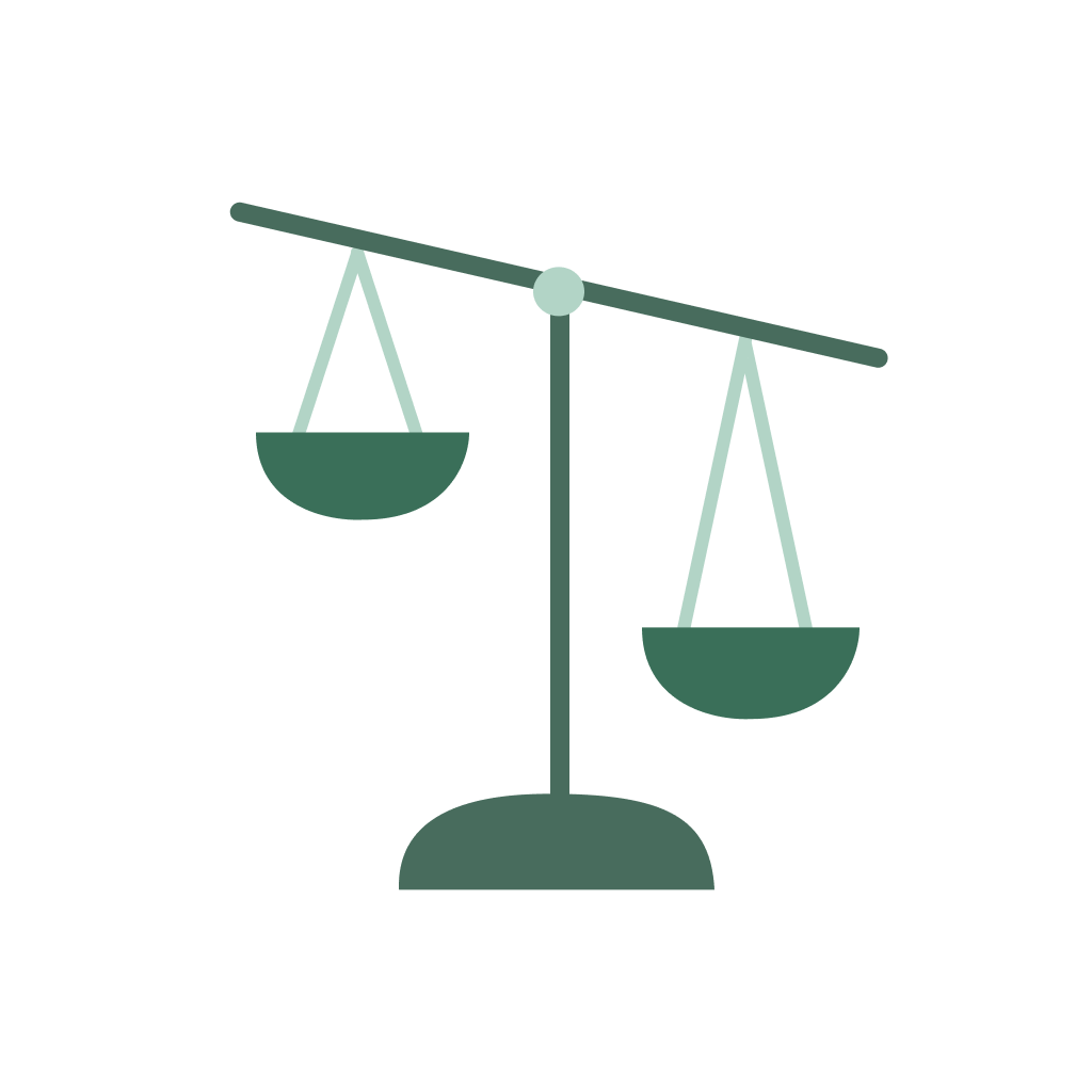 An illustration of a balance scale.